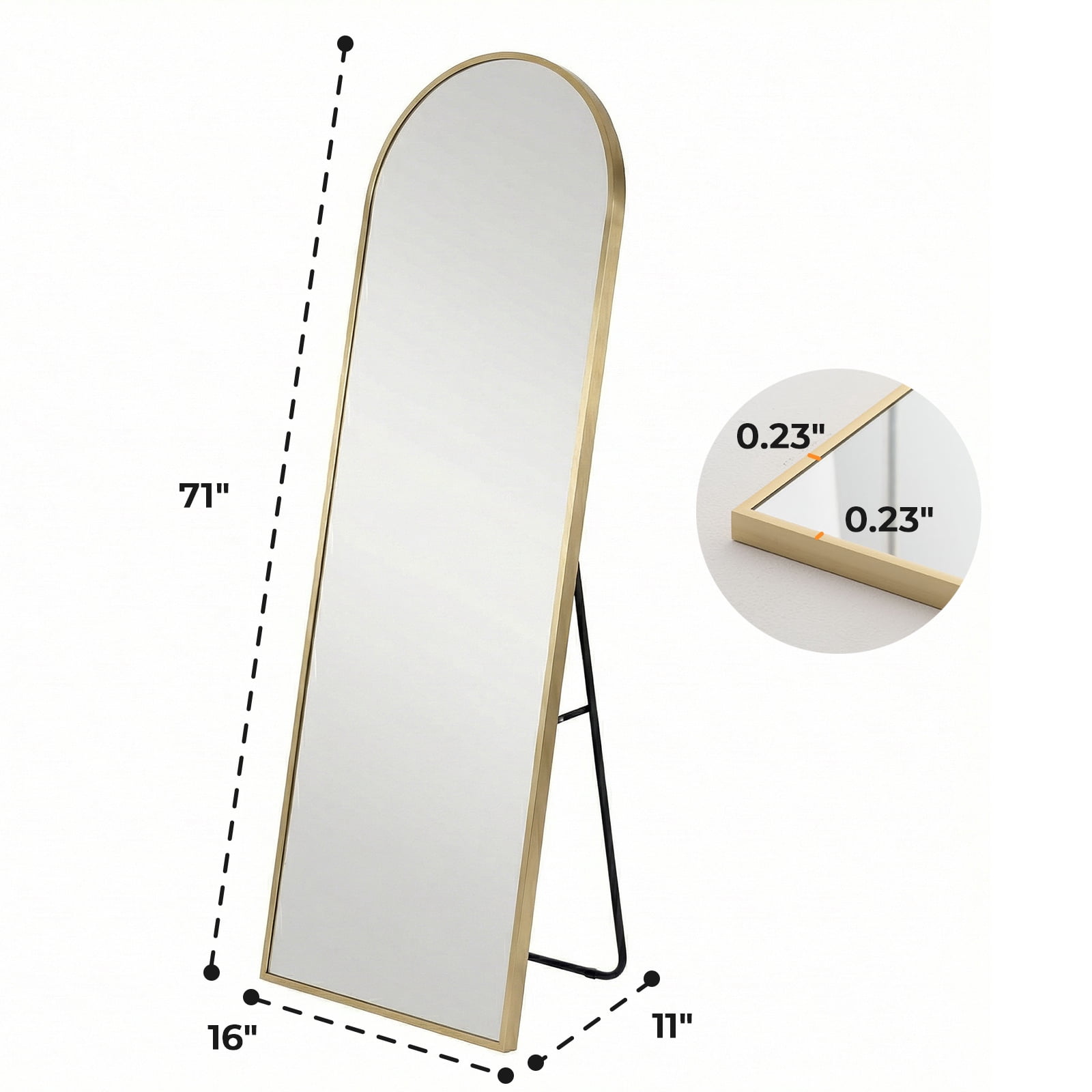 Alvantor 59"/64"/71" Full Length Mirror Floor Standing, Anti-Rust Aluminum Frame, Arch/Rectangle, Black/Gold