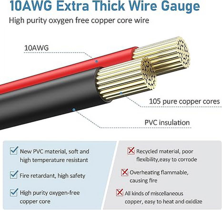 Solar Panel Plug to XT60 Charge Cable,PixelMan 10AWG(9.8ft)Solar Connector to XT60 Cable With Upgraded XT60 Adapter, Solar Extension Cable for Ecoflow River/Deta,for Portable Power Station,Generator