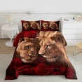 thumbnail image 2 of Homewish 3D Couple Lion Full Size Comforter Sets for Lover, Valentine's Day Rose Bedding Comforter Set, Romantic Anniversary Reversible Bedding Sets, Luxury Bedroom Decor, 3 Pieces, 2 of 8