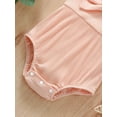 thumbnail image 5 of Coduop Toddler Baby Girl Ribbed Sleeveless Bow Suspender Romper Casual Summer Jumpsuit + Headband, 5 of 7