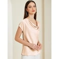 thumbnail image 4 of DARING DIVA Women's Satin Cowl Neck Short Sleeve Casual Blouses XL Pink, 4 of 6