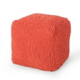 thumbnail image 2 of Noble House Cube Solid Plush Fabric Poufs, Orange, 2 of 8