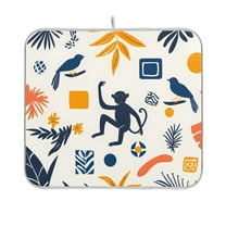 Yayeee Dish Drying Mat for Kitchen Counter 16"x18" Microfiber Absorbent Pad, Playful Forest