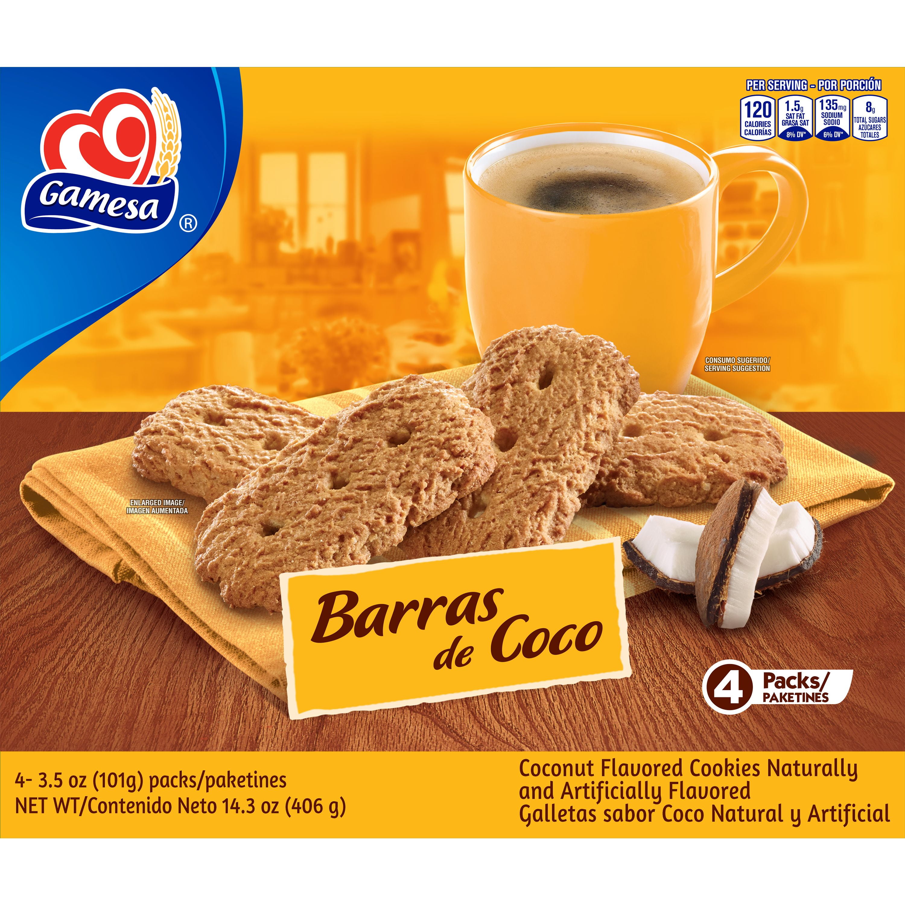 Gamesa Barras de Coco Coconut Cookies, 14.3 oz Box