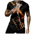 thumbnail image 4 of JINMGG Mens Tops under $5,Men Fashion Casual Buttons Printing Turndown Short Sleeve Shirt Blouse Black S, 4 of 6