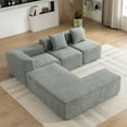 thumbnail image 2 of 116.5" Modular Sofa Couch with Chaise, Boneless L Shape Sectional Couch with Deep Seat, Minimalist Modular Free combination Couches Sleeper for Living Room Bedroom Apartment Lounge, Grey, 2 of 8