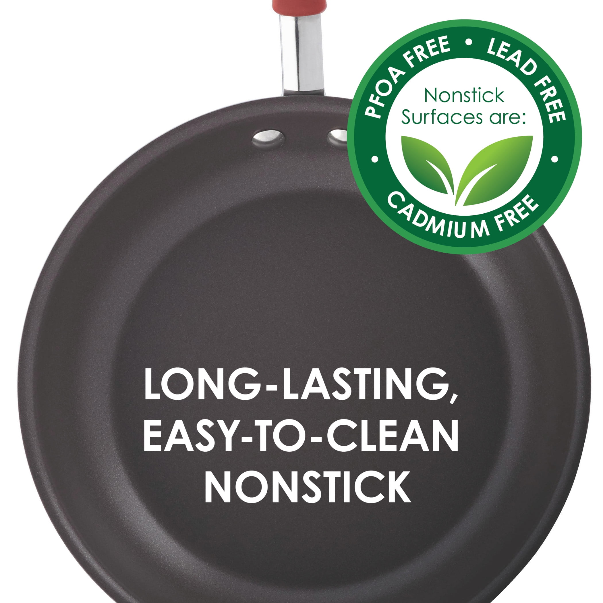 Rachael Ray Cucina Hard-Anodized Aluminum Nonstick Cookware Set, 12-Pieces, Gray with Cranberry Red Handles