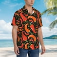 thumbnail image 3 of Pofeuu Red Hot Chili Print Hawaiian Shirt for Men Sleeves Casual Button Down Summer Beach Dress Shirts T-Shirts,XX-Large, 3 of 7