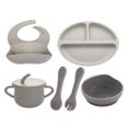 thumbnail image 1 of Lindbes 6pcs Simple Silicone Dining Sets  Classic Durable Dusty Blue Cutlery Sets For Babies, 1 of 7