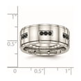 thumbnail image 6 of Auriga Fine Jewelry Stainless Steel Polished w/Black CZ 9 mm Ridged Edge Band for Women Size 13.5, 6 of 8