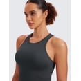 thumbnail image 3 of CRZ YOGA Womens Ribbed Longline Sports Bra Racerback Padded Slim Fit Crop Tank Top with Built in Pads, 3 of 5