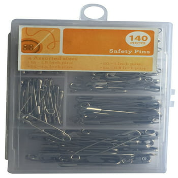 Silver Safety Pin Assortment, 140 Pieces