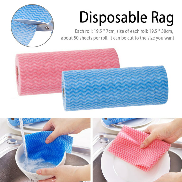 Willstar Disposable Dish Cloth Cleaning Cloth Disposable Heavy-Duty Dish Towel 50 Count/Roll Absorbent, Quick-Drying, Men's, Size: One size, Blue