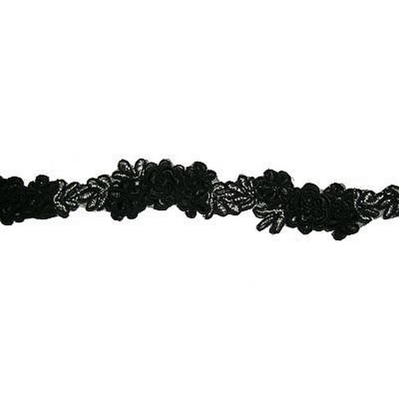 Lily 1.25" Black Silver Lilac Pink White Embroidery Sequins Organza Lace Trim