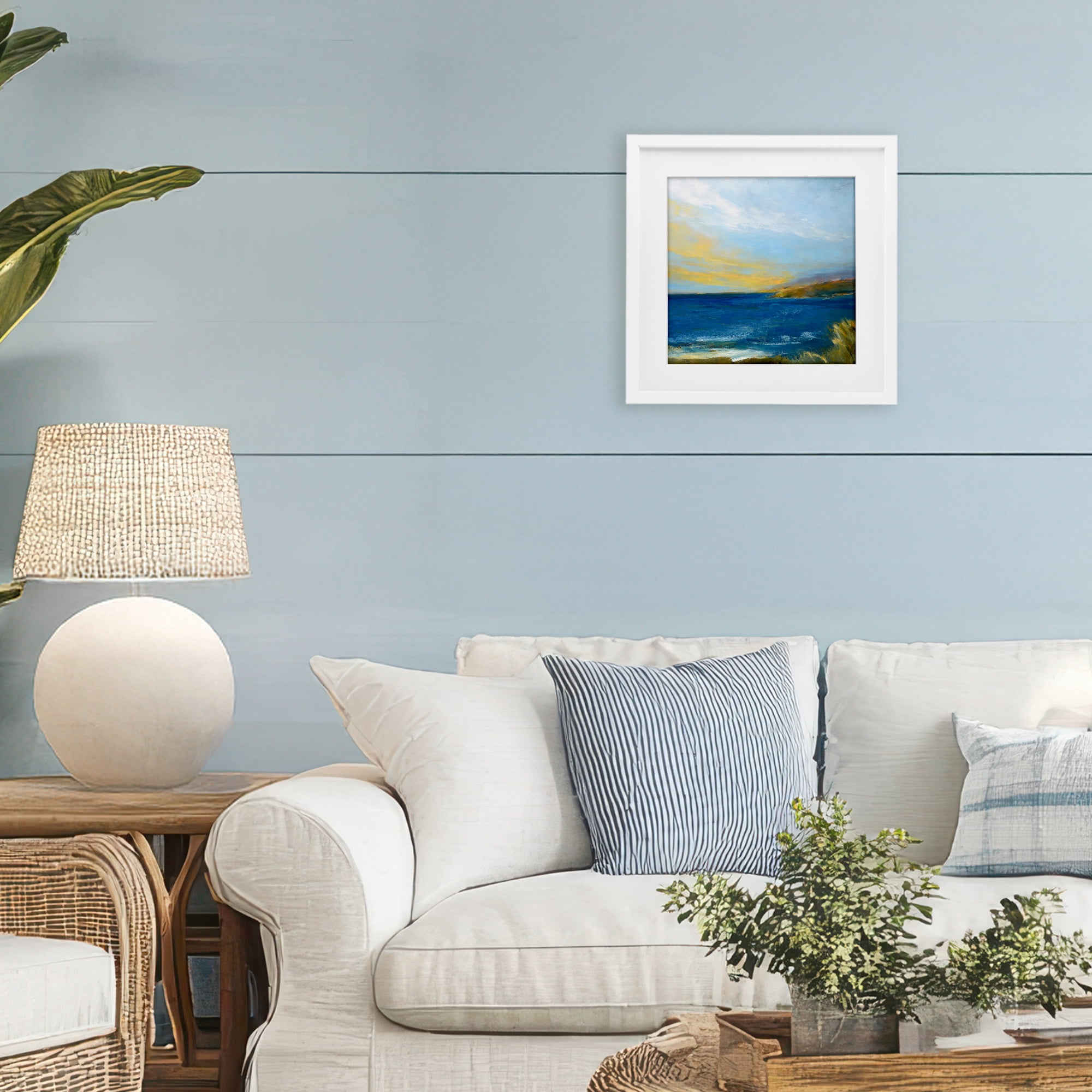 Stupell Industries Vibrant Ocean Light at Dusk White Framed Print Under Glass, design by Patrick Dennis