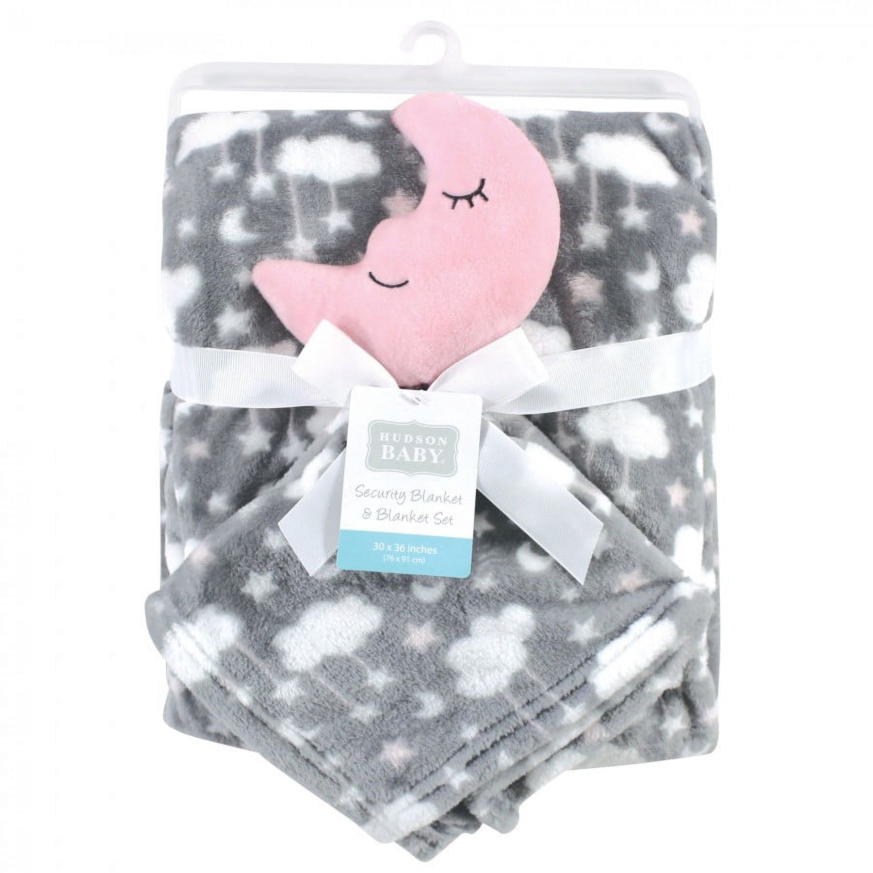 Hudson Baby Infant Girl Plush Blanket with Security Blanket, Moon Girl, One Size