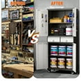 thumbnail image 6 of GangMei Metal Storage Cabinet with 2 Drawer and Pegboards,71" H Top Workbench Mobile Tool Chests Garage Cabinets with 4 Wheels,Tool Cabinets for Home,Office,Shop，Assembly Required, Black/Gray, 6 of 7