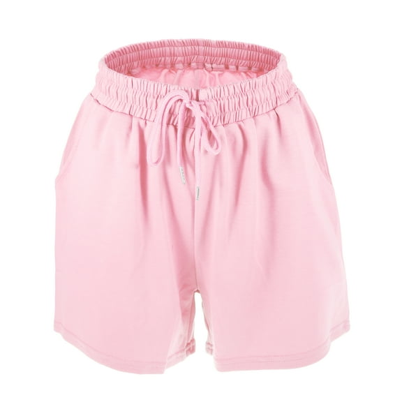 Unique Bargains Women's Flowy Running Shorts High Waisted Workout Shorts Pink Size L