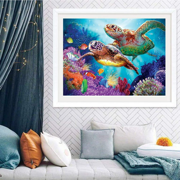 RMSGOZO 5D Diamond Painting Kits Colorful Sea Turtle, Diamond Painting Full  Diamond Cross Stitch Art Adult Children Handmade Crafts, 16 X 16 Inch for