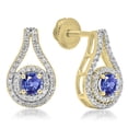 thumbnail image 1 of 1.10 Carat (ctw) 14K Yellow Gold Round Cut Tanzanite & White Diamond Ladies Halo Style Drop Earrings 1 CT, 1 of 1