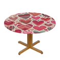 thumbnail image 3 of PIKWEEK  Pink Hearts Valentines Day Round Tablecloth, Fitted Round Table Cloth with Elastic Edge Wipeable Table Protector for Indoor Outdoor Party Picnic, 3 of 7