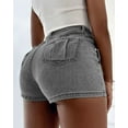 thumbnail image 6 of Women Jean Denim Skort Sexy- High Waisted Asymmetrical Short Mini Short Grey XL, 6 of 7
