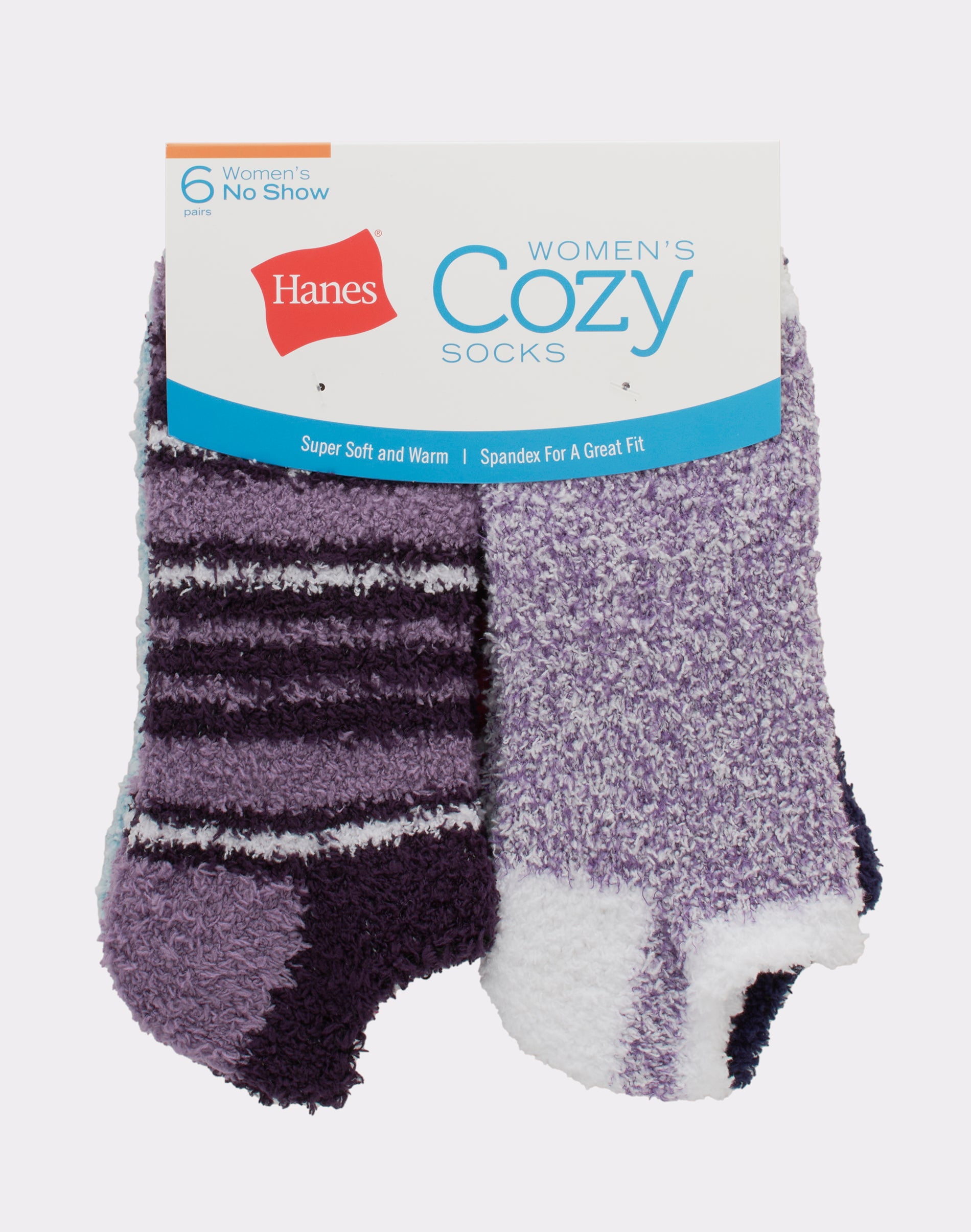 Hanes Women's Cozy Crew Socks, 6-Pairs Or/Pur/Blue Stripes/Solid Asst 5-9 