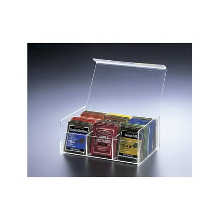 Tuck Box Tea Room - Sparkle Acrylic Lucite 6 Compartment Tea Bag Box with Hinged Lid