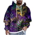 thumbnail image 2 of Sudadera con capucha para hombre, estilo casual, con cuello redondo, estampado, manga larga, blusa de poliéster, 2 of 5