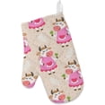 thumbnail image 4 of Dreamtimes Oven Mitts and Pot Holders with Chef Apron 3Pcs Set Cute Cartoon Pink Cow Non Slip Heat Resistant Gloves for Baking Cooking BBQ, 4 of 7