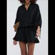 thumbnail image 5 of Conjunto de Dos Piezas para Mujer: Top de Larga con Lazo y Bóxer con Volantes Conjunto Informal A Juego Negro L, 5 of 9