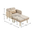 thumbnail image 7 of Velvet Accent Chair, Chaise Lounge Chair with Adjustable Back and Detachable Ottoman,Leisure Armchair with Metal Legs for Living Room Bedroom Office,Beige, 7 of 7