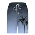 thumbnail image 4 of KIHOUT Men's Gradient Palm Print 2-in-1 Swim Trunks - 95% Polyester 5% Spandex, Drawstring Elastic Waist, Lined with Pockets for Beach, Pool and Summer Casual Wear, 4 of 5