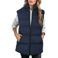 thumbnail image 3 of Lixiuxyad Womens Zip Up Puffer Vest Stand Collar Sleeveless Padded Jacket Coat Blue, 3 of 6
