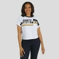 thumbnail image 4 of Women's WEAR by Erin Andrews White New Orleans Saints Cropped Center Stripe Dolman T-Shirt, 4 of 6