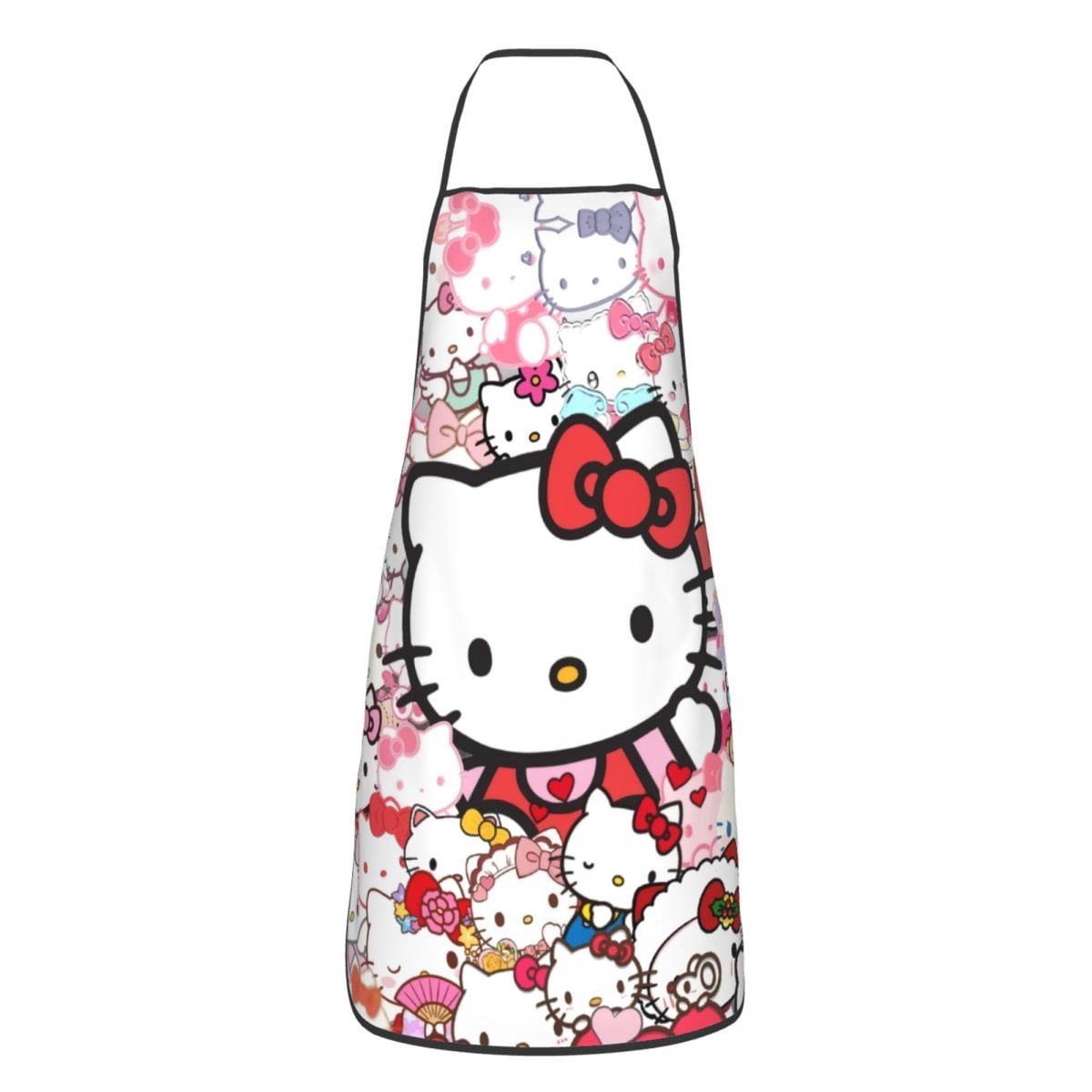Tablier Cuisine Hello Kitty - Noir, Taille Unique Ajustable - 100% Coton 240 G/m², Lavable, Design Officiel