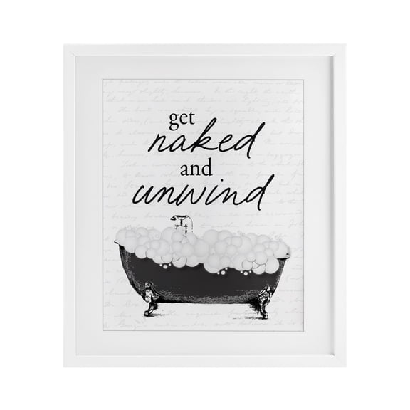 Stupell Industries Farmhouse Unwind Bubble Bath White Framed Print Under Glass, 13 x 16, by Lettered and Lined