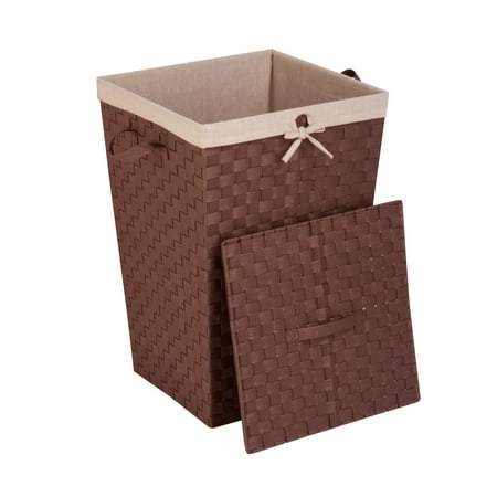 Honey Can Do Woven Strap Laundry Hamper with Lid - Brown