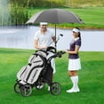 thumbnail image 3 of Gymax 4 Wheels Foldable Golf Push Pull Cart Trolley w/ Brake Waterproof Bag Grey, 3 of 10