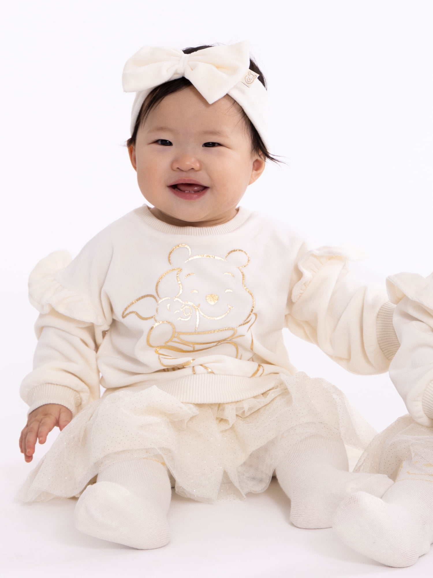 Character Baby Girls Dress Set with Tights and Matching Bow Headband, 3-Piece, Sizes 0/3 Months-24 Months