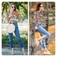 thumbnail image 7 of KLL Hawaiian Style Print Women's Long Sleeve Pajamas with Pants Sleepwear Loungewear 2 Set-Small, 7 of 7