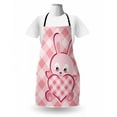 thumbnail image 3 of Cartoon Apron, Diagonal Stripes Diamond Pattern with Bunny Giant Heart Plaid, Unisex Kitchen Bib with Adjustable Neck for Cooking Gardening, Adult Size, Pale Pink Magenta Rose, by Ambesonne, 3 of 4