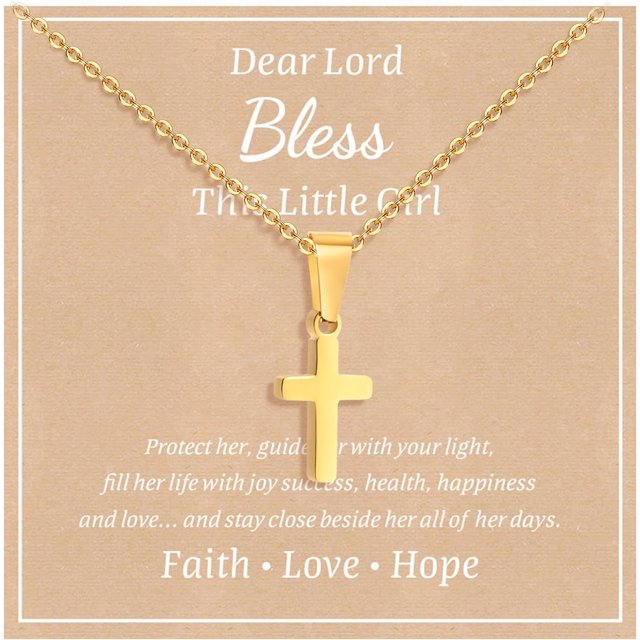 Collier Croix pour Garçons Filles : Pendentif Chaîne Croix Minimaliste en Acier Inoxydable Bijoux Première Communion Confirmation Rentrée Scolaire Cadeaux de Baptême pour Adolescentes Garçons Fils Neveu Tout-Petit