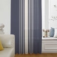 thumbnail image 6 of Beige Striped Sheer Curtains 84 Inches Long, Midnight Blue Geometric Simple Retro Light Filering Curtains, Breathable Simi Curtain Privacy Drapes for Living Room Bedroom Lightweight Window Treatment, 6 of 9