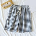 thumbnail image 3 of CHUOU Men's Cotton Spring/summer Thin Shorts Loose Fitting Comfortable And Simple Checkered Home Pants, 3 of 4