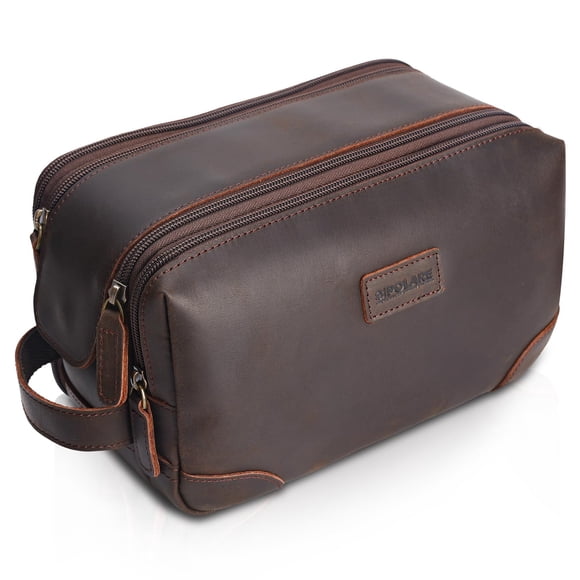 Polare Trousse de Toilette de Voyage en Cuir Pleine Fleur Kit Dopp Grande Trousse de Voyage Cosmétique Kit de Rasage Lavage avec Fermetures Éclair YKK