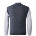 thumbnail image 5 of Sleeveless Vests for Men Knitted V Neck Fleece Lined Tank Tops Mens Casual Solid Color Stretchy Slim Pullover Basic Warm Outerwear Vest, 5 of 8