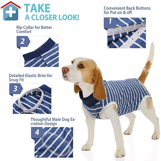 Dog Recovery Suit Bandages Cone E Collar Alternative Professional Protective Shirt for Male Female Dogs Cats After Surgery Pet Post Operative