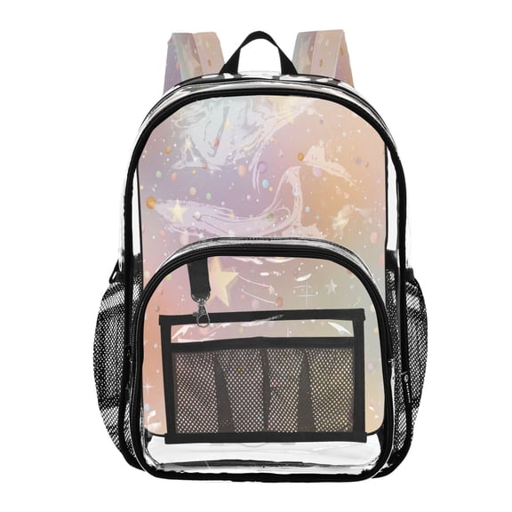 PVC Transparent Backpacks Clear Backpack for Travel and Outings Rainbow-colored Stars and Dots