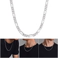 thumbnail image 2 of Versatile 4mm Figaro Link Necklace For Men Available In 16 18 20 22 24 Inch Sizes Perfect Everyday Jewelry Gift For Him, 2 of 9